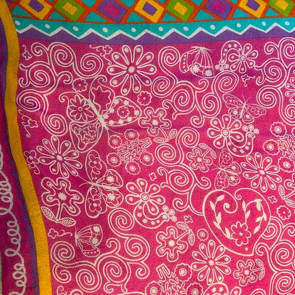 YSL Yves Saint Laurent Silk Bright Butterfly Floral Scarf! Excellent Condition! - Picture 4 of 8